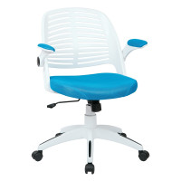 OSP Home Furnishings TYLA26-W7 Tyler Office Chair with White Frame and Blue Fabric